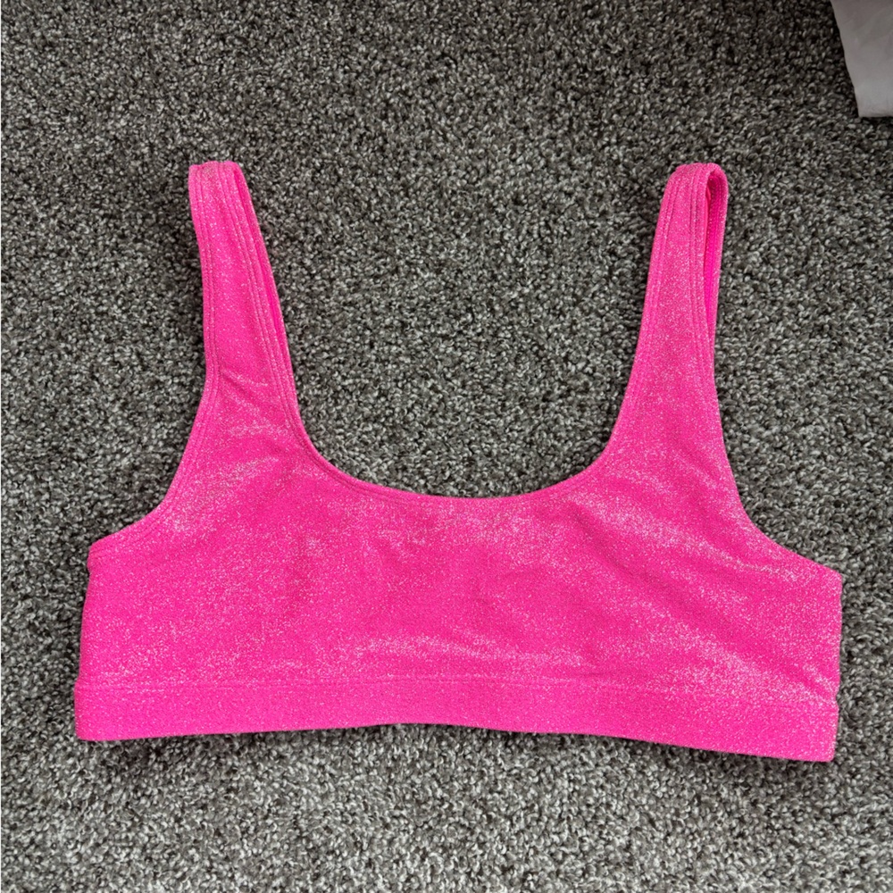 Good American Glittery Pink Top